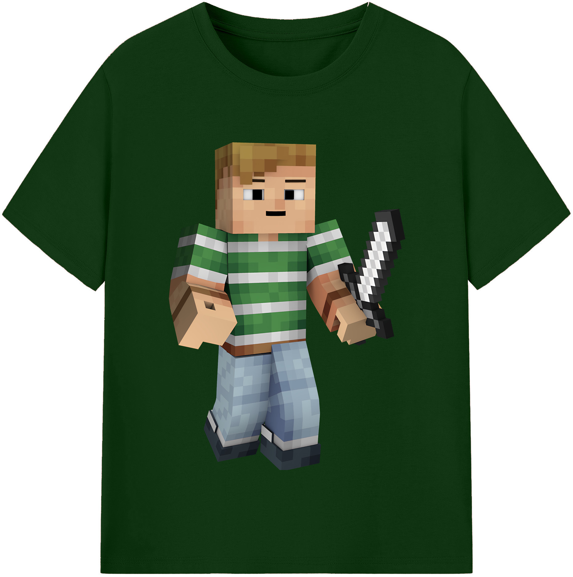 （画像用） マインクラフト ブロックの世界 Minecraft MC Block world 綿100％半袖Tシャツ（フロントプリント）